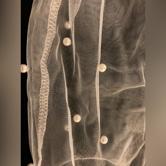 White Mesh Pearl Jumpsuit - Picture 11 of 16